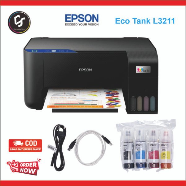 epson L3211 upload 6 Compatible store - Epson Printer L3211 Inkjet All-in-One Print Scan Copy Garansi Resmi Indonesia Network Ready USB A4 A5 A6 B5 C6 DL