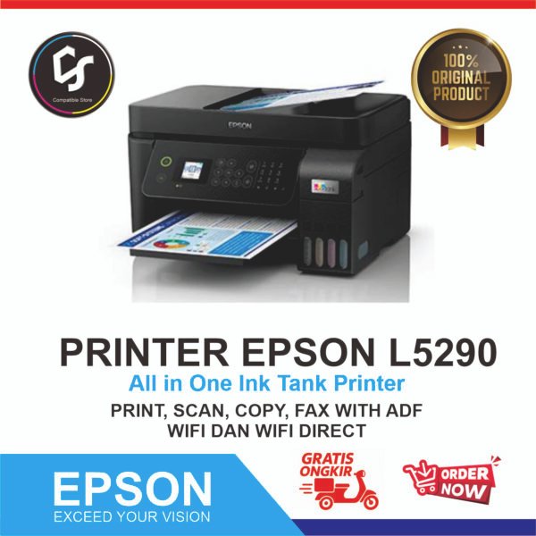 COMPATIBLE- STORE Printer Epson L5290 L5296 Print Scan Copy WiFi All-In-One Print Multifungsi Wireless Fax ADF Tinta Original Compatible