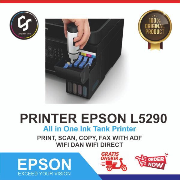 COMPATIBLE- STORE Printer Epson L5290 L5296 Print Scan Copy WiFi All-In-One Print Multifungsi Wireless Fax ADF Tinta Original Compatible